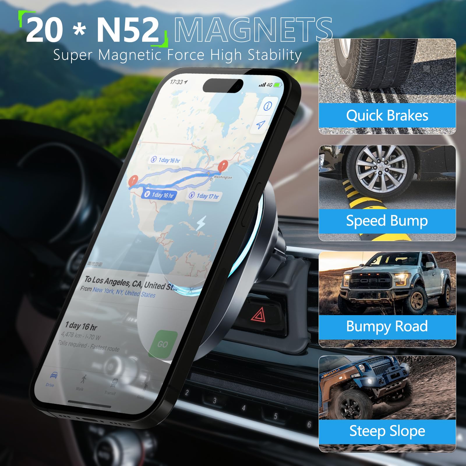 CLEC Soporte magnético inalámbrico para teléfono de coche para BMW Serie 5 2017-2023, ajuste personalizado para BMW Serie 5 2017-2023, 15 W, carga rápida, soporte para teléfono de coche, cargador
