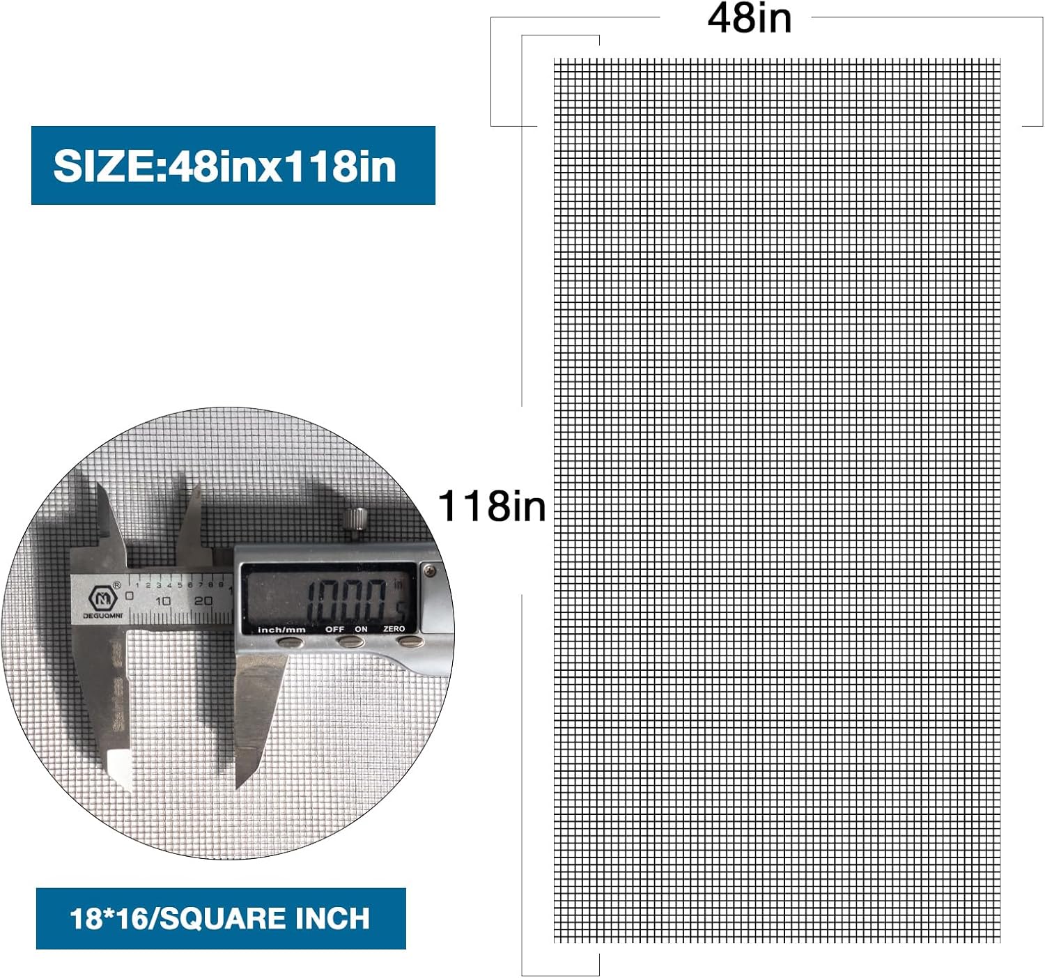 48" x 118" Black Fiberglass Window and Door Screen Mesh