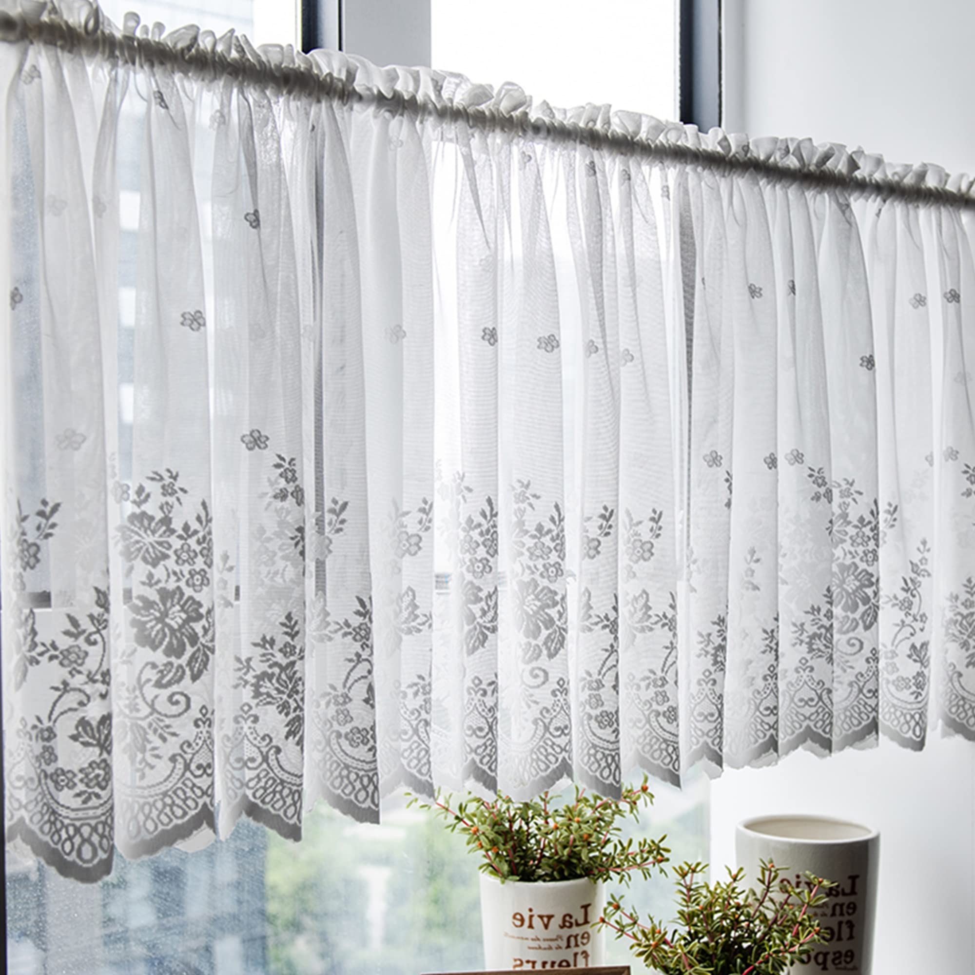 Cortinas cortas de gasa para cocina, medios, opacas, para salas de estar pequeñas, dormitorios, cortinas de privacidad a prueba de polvo, cubiertas de gabinete, una pieza (color: C, tamaño: 2 x 0,6 m)
