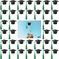 Vista 8 de 36 mini gorras de graduación 2026 con borlas para botellas de vino de graduación (gorra negra con borla dorada)
