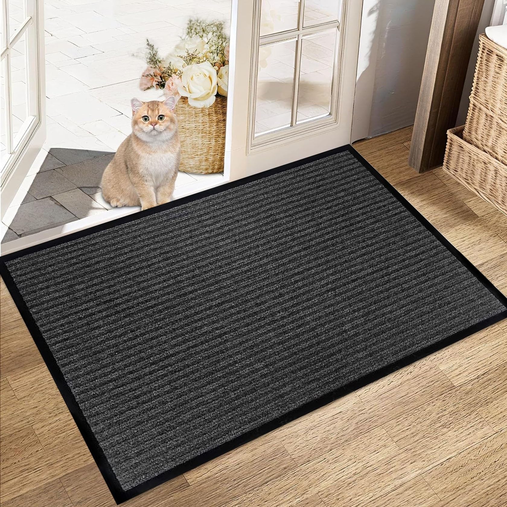 Amazon | 玄関マット 屋外 大判 90 x 75 cm 滑り止め業務用無地