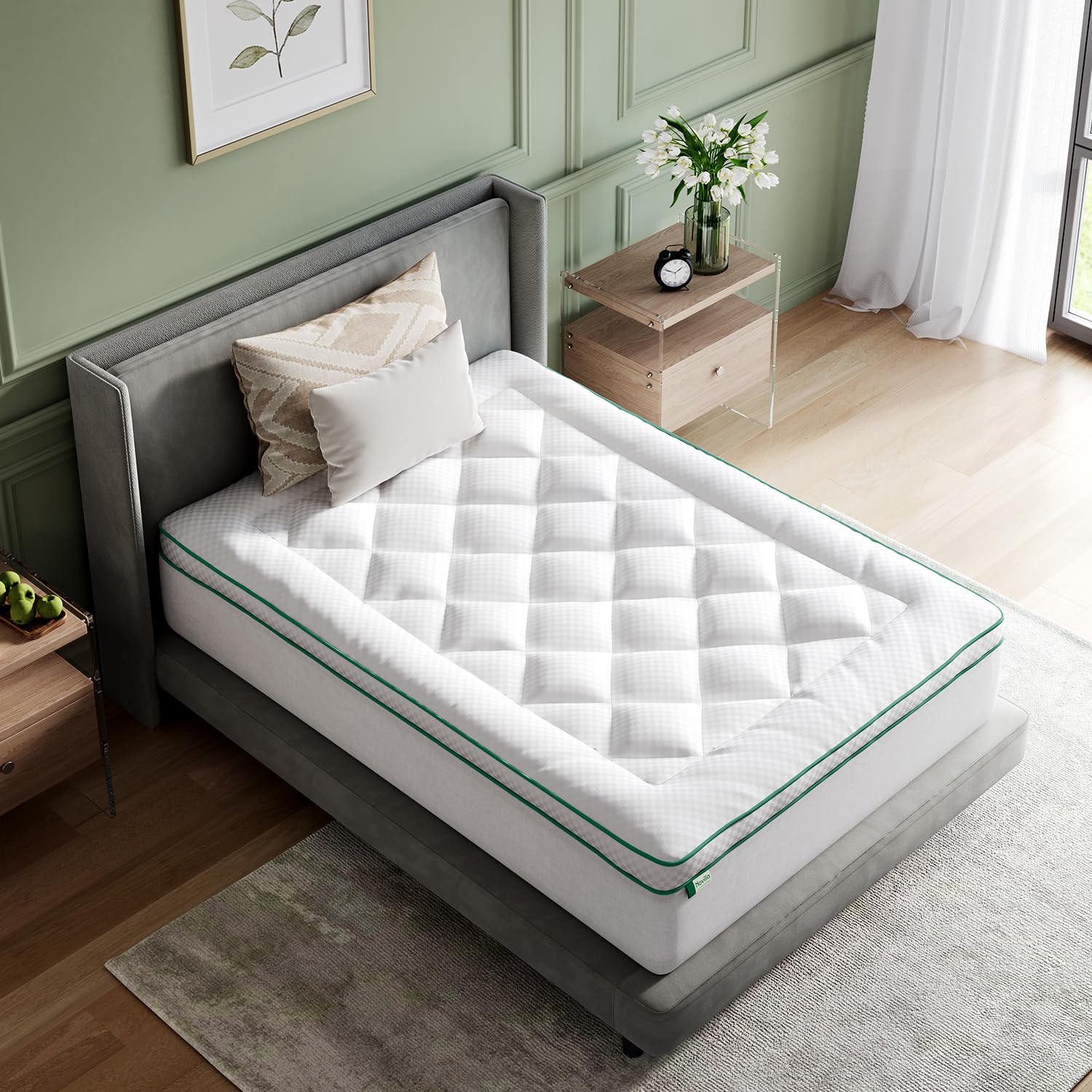 Novilla Twin Mattress Topper, Soft Pillow Top for Dorm Bed, Breathable Quilted Mattress Pad Cover with Deep Pocket, Down Alternative Fill, Machine Washable Back to School Essentials