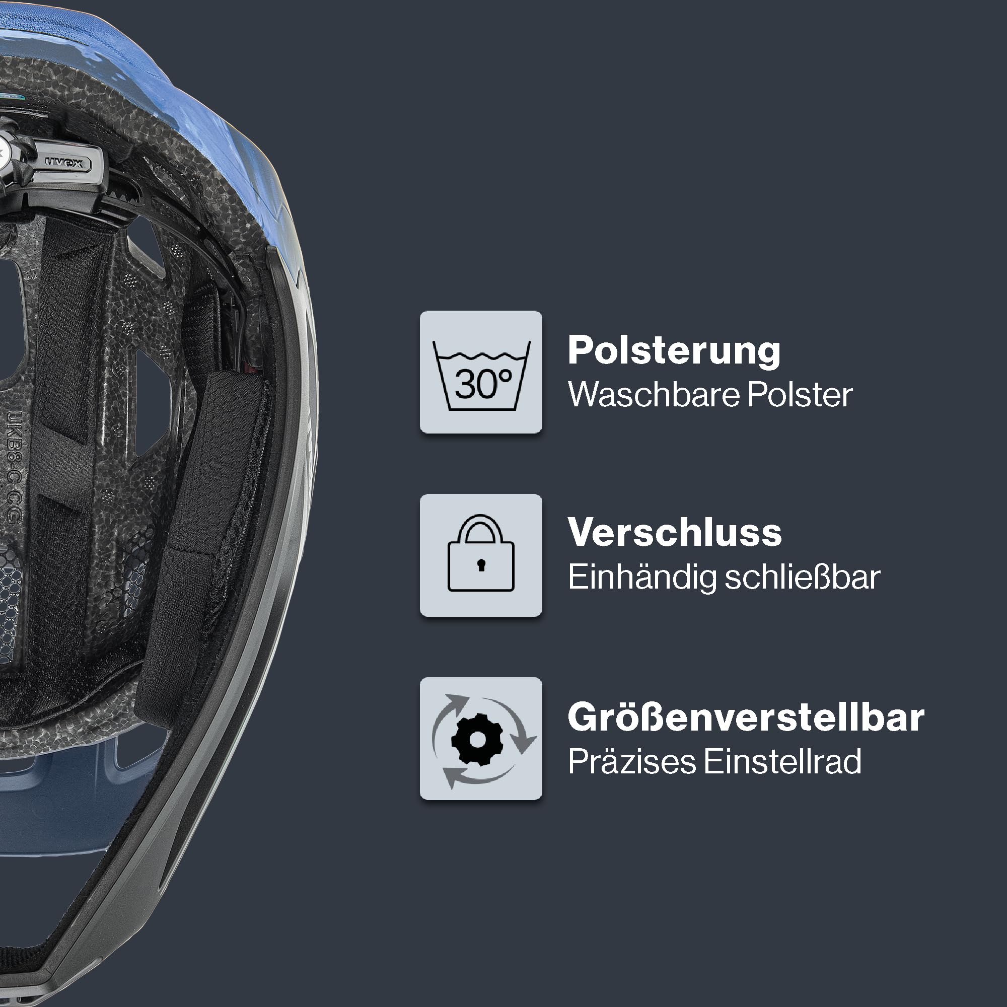 uvex React jr. fullface Kinderfahrradhelm, Dusk Blue matt, 52-56 cm | individuelle Größenanpassung - Polycarbonat-Schale mit EPS-Kern