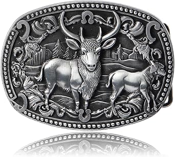 Belt Buckles for Men-American Patriotic Mens Belt Buckle Deer Belt Buckle-Western Cowgirl Cowboy Belt BucklesSilver