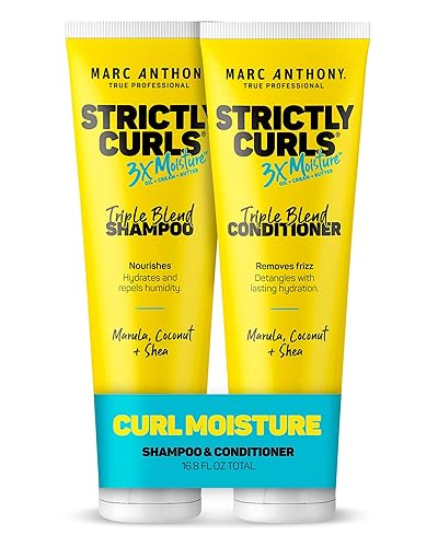Marc Anthony Strictly Curls 3x Moisture Deep Shampoo & Conditioner for Curl Defining & Anti Frizz - Shea Butter, Marula Oil, Aloe & Coconut Oil - Sulfate Free Color Safe for Dry Damaged Curly Hair - Strictly Curls - 8.4 Fl Oz (Pack of 2)