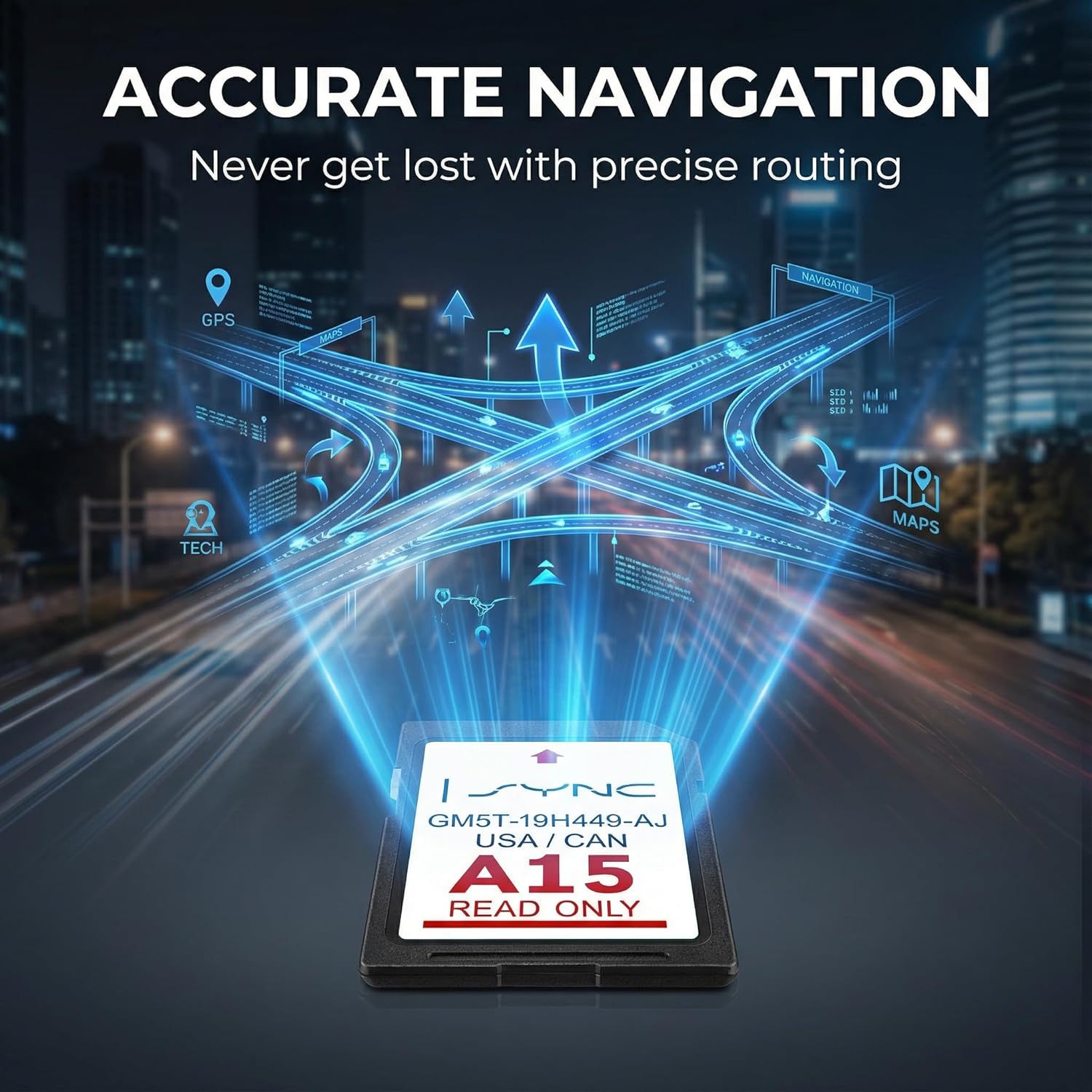 Ford/Lincoln 2025 Latest Version A15 Navigation SD Card for Sync USA/Canada, Updated A15 GM5T-19H449-AJ