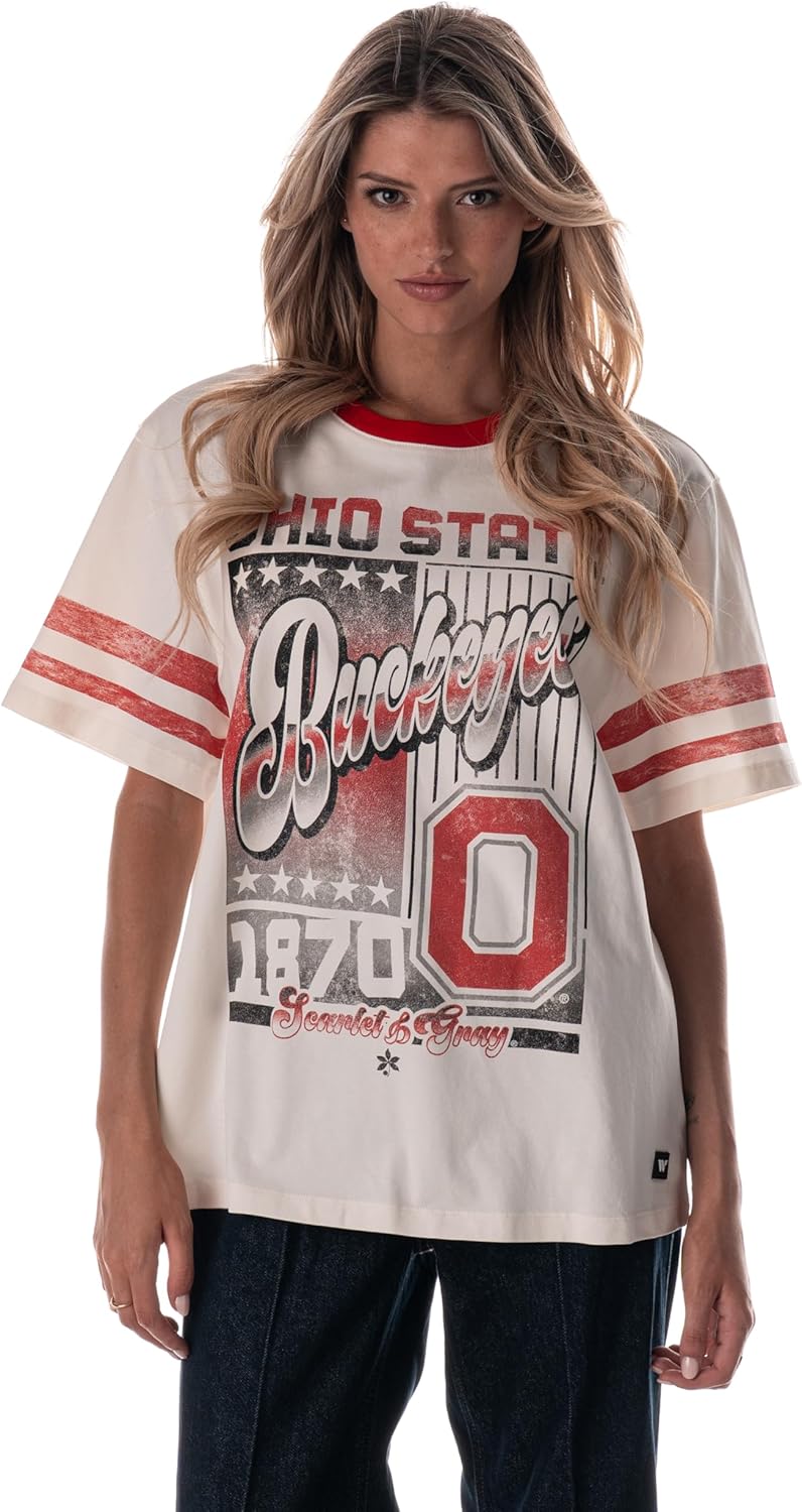 The Wild Collective Women's Ohio State Vintage Drop Shoulder Tee