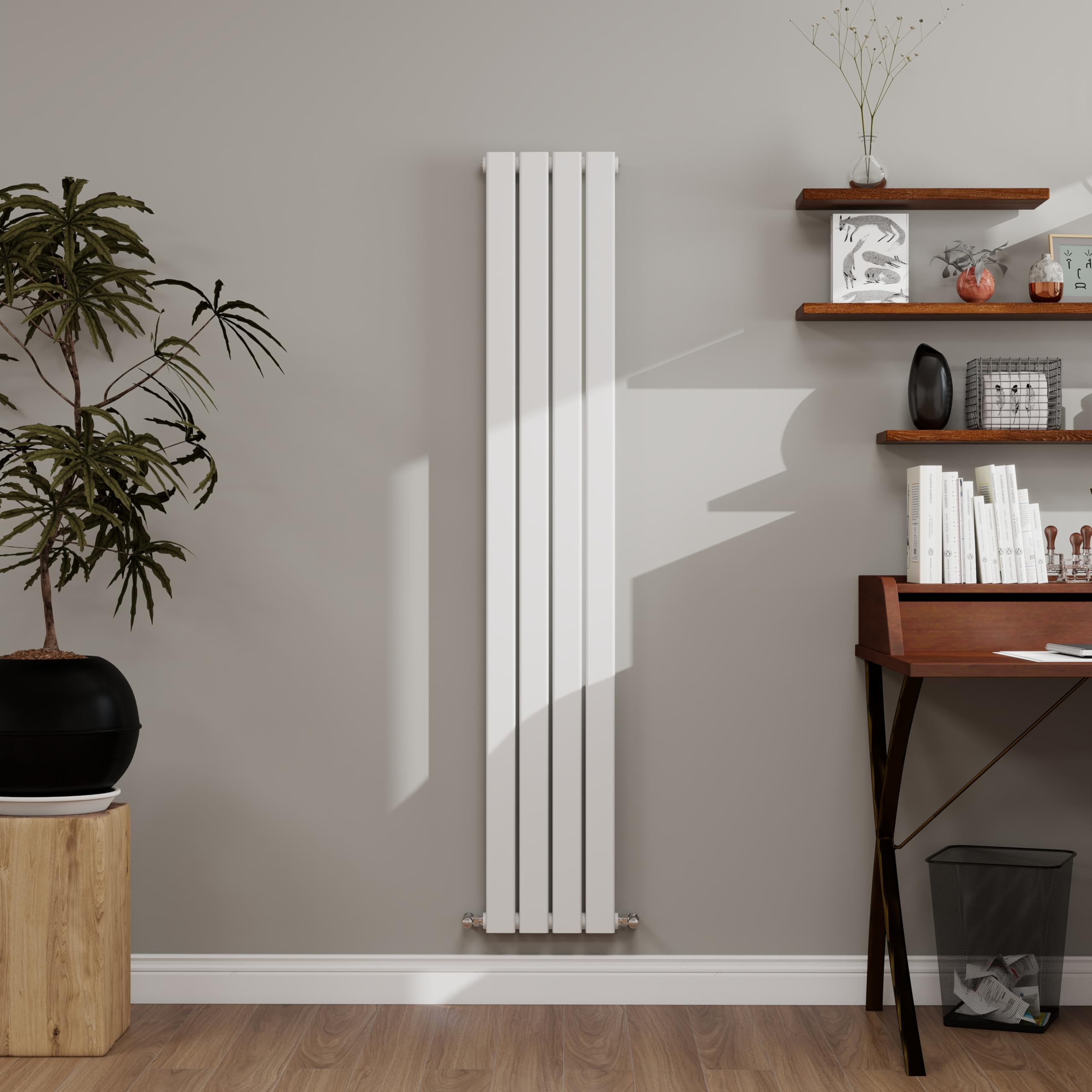 Simple Bathrooms White Designer Radiator Vertical 1600×272Mm Single Flat Panel - Wall/Floor Mounted For Modern Multi-Scene & Central Heating 1859 Btu