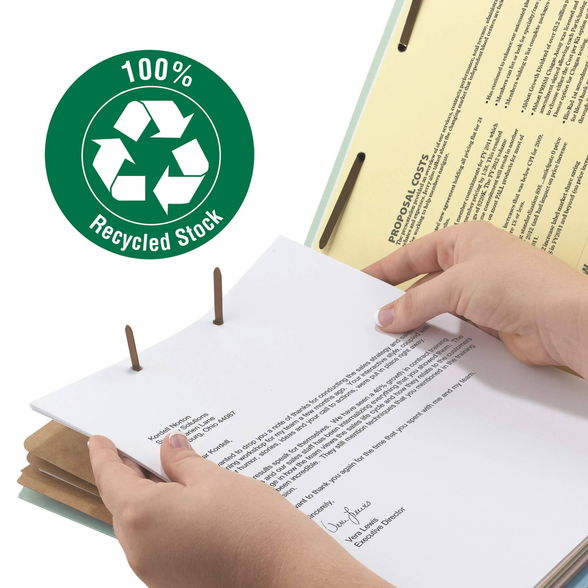 Smead 100% Recycled Pressboard Classification File Folder, 3 Dividers, 3" Expansion, Legal Size, Gray/Green, 10 per Box (19093)