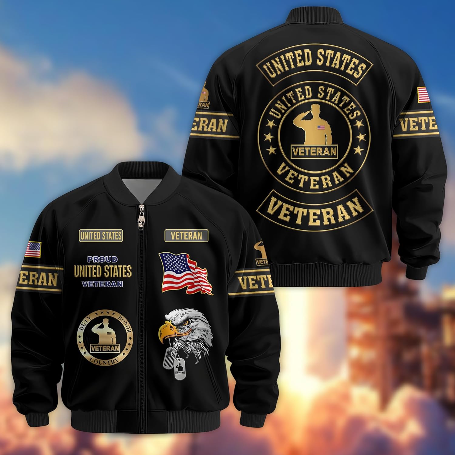 Veteran Jackets For Men - US Veteran Bomber Jacket, Military Windbreaker Jacket, Top Military Gifts and Veteran Gifts for Men, Veterans Day Gift - Image 2