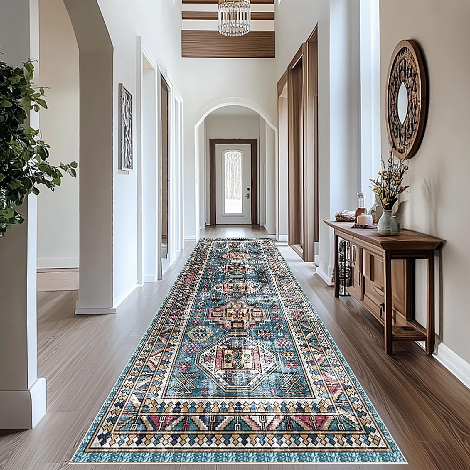 Heavy Duty Carpet Runners for Hallway Non Slip - 60 x 450 cm Hall Runner mat Kitchen Runners Rugs Washable - Carpet Stair Runner Rugs Area Rug For Corridor, Stairs Entryway, Kitchen, Bathroom