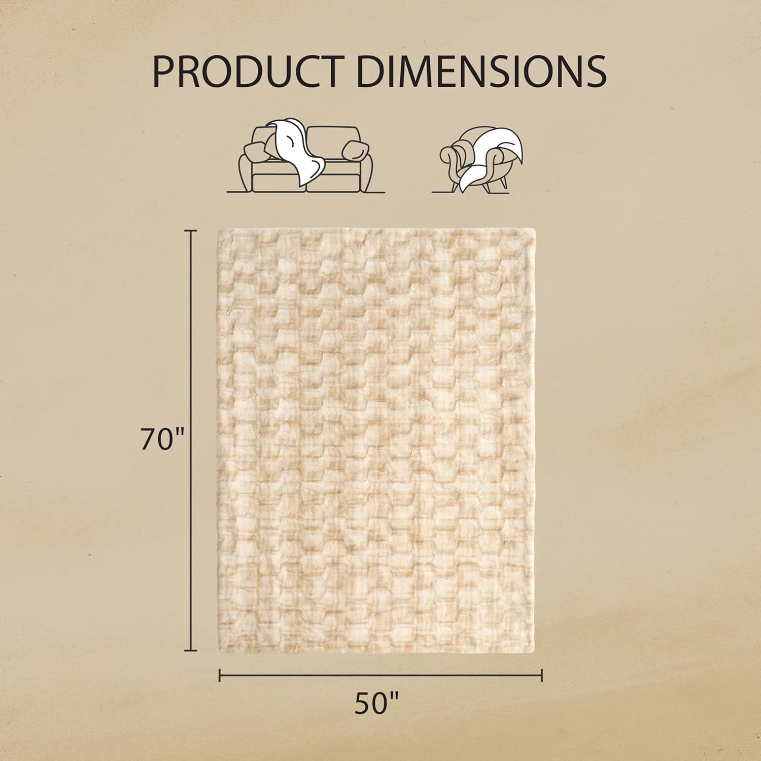 Nine West Faux Fur Throw Blanket, 50"x70", Safari Brown