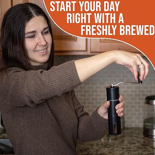 Miniatura 2 de Molinillo de café manual  Molinillo de café de mano de cerámica de acero inoxidable con 18 ajustes ajustables  Molinillo de grano de café portátil