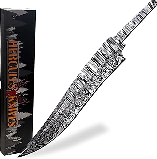 Custom Hand Forged Damascus Steel Blank Blade Hunting Knife Damascus Blade Billet Bowie Blade Handmade Knife Making Supply Camping Survival Bushraft knife - Hercules Knives
