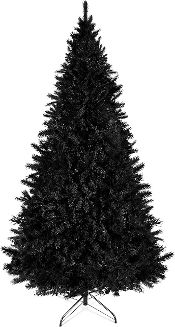 Prextex 6ft Christmas Tree - Artificial Canadian Fir Full Bodied Christmas Trees - Lightweight and Easy to Assemble Tree 6ft with Metal Stand, 1200 Tips, Artificial Christmas Tree Black