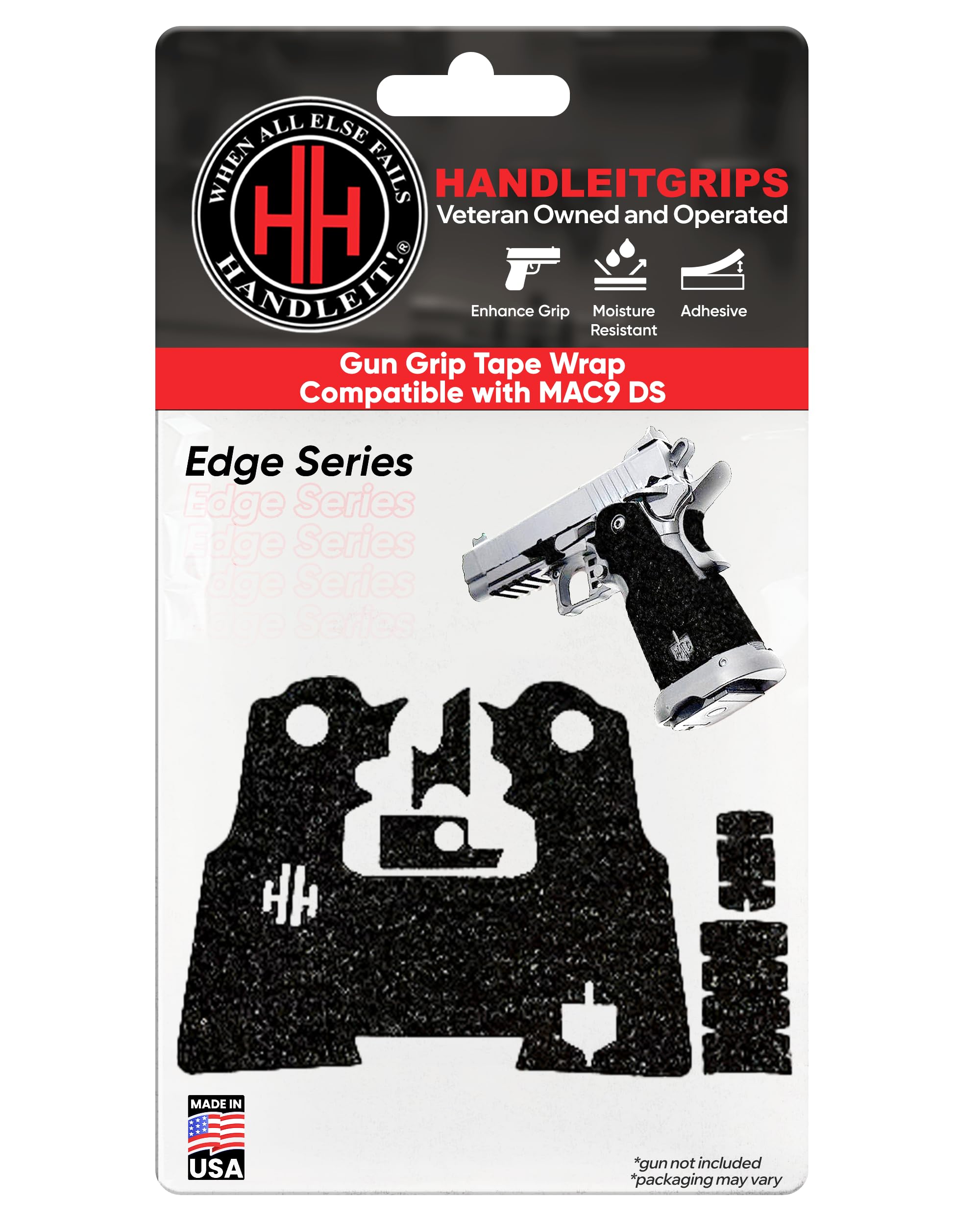 Gun Grip Tape Compatible with Glock 43x and Glock 48 - Black Textured Rubber Pistol Grip Tape, Easy Installation, Gun Parts & Accessories, Veteran Owned, Made in The USA