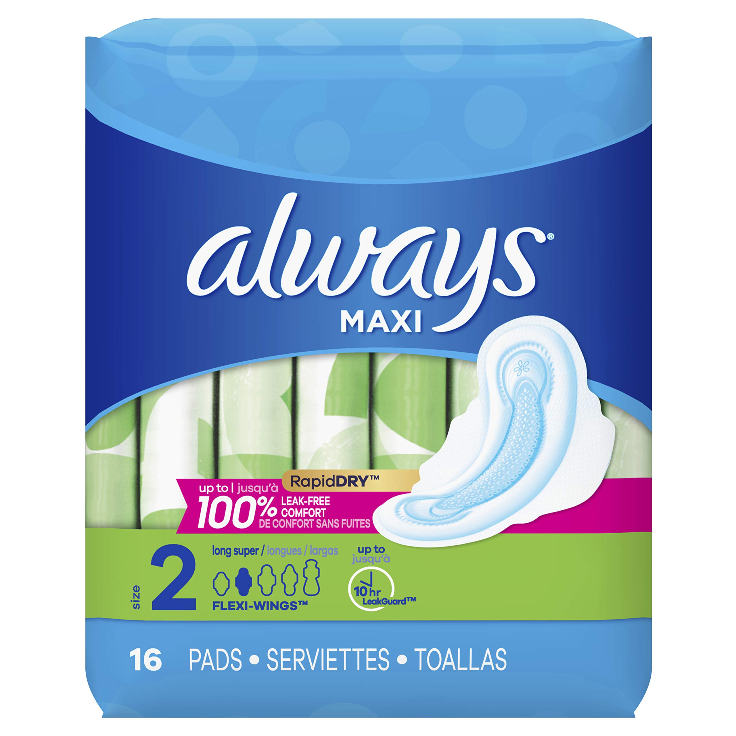 Always Maxi Padssuper W/Flexi-Wings Unscented 16 Count