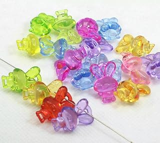 50 Colgantes de acrílico Transparente con Forma de Conejo de Colores Variados, 20 x 14 mm, Craft-Default