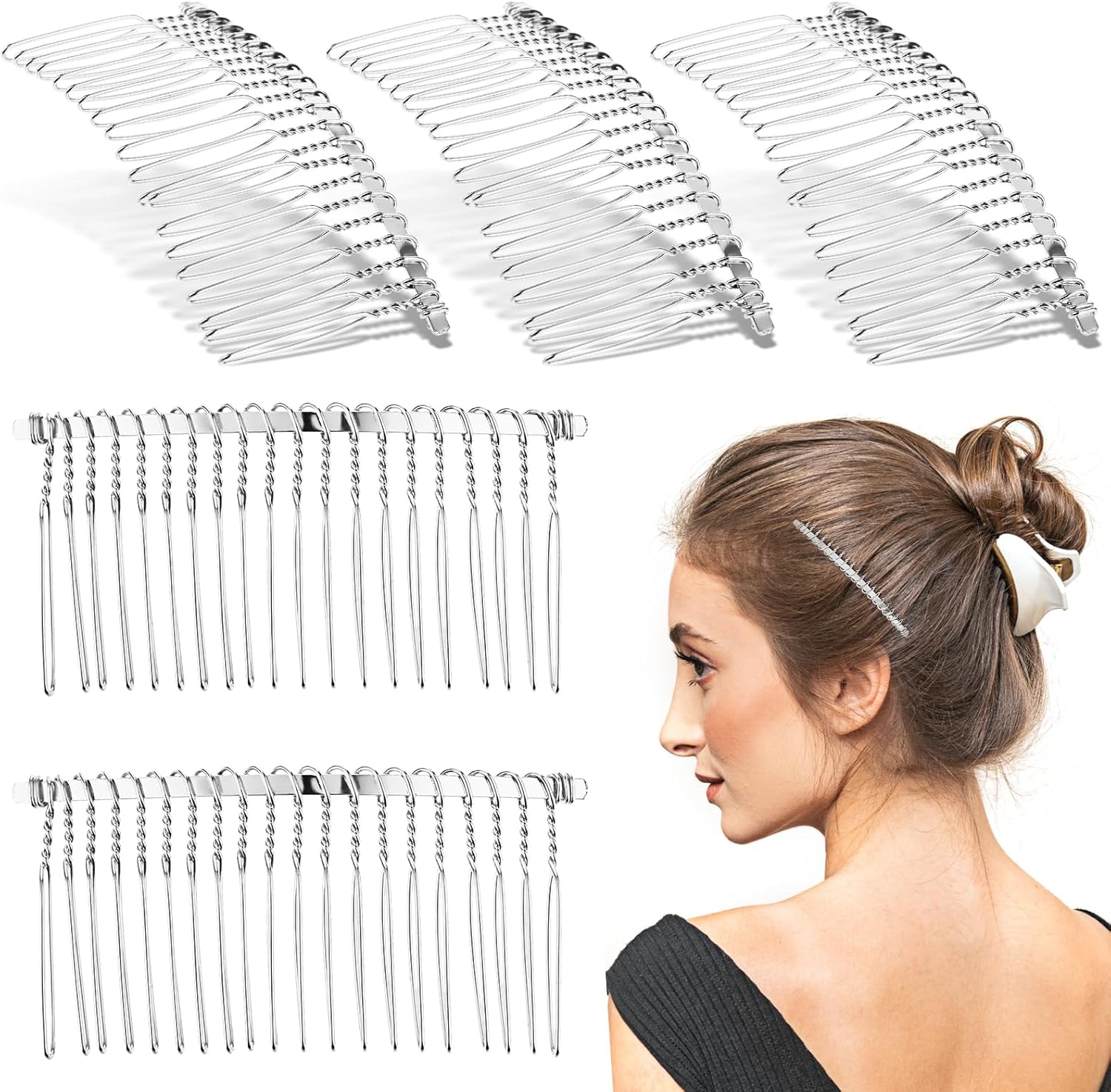 5 Pieces 20 Teeth Hair Combs Clips Metal Hair Side Combs Large Hair