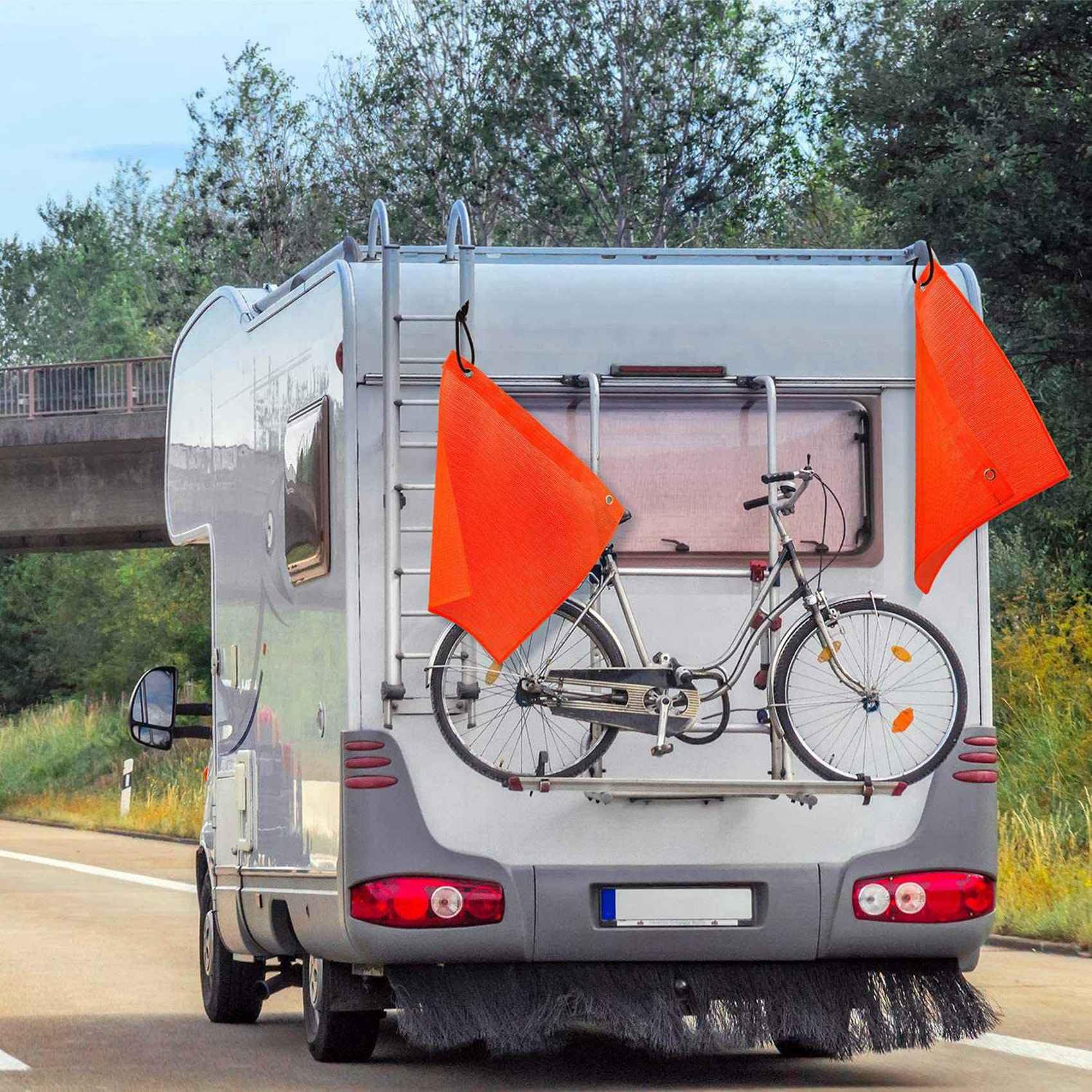 rieder de Seguridad de 16 Piezas 18X18 Pulgadas Bandera Advertencia Naranja Bandera de Seguridad EláStica, Buena Visibilidad Bandera Resistente una la Intemperie con Ojales