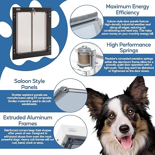 Miniatura 5 de PlexiDor Performance Pet - Puertas para perros y gatos, puerta de perro con cerradura y llave, color bronce, tamaños grandes