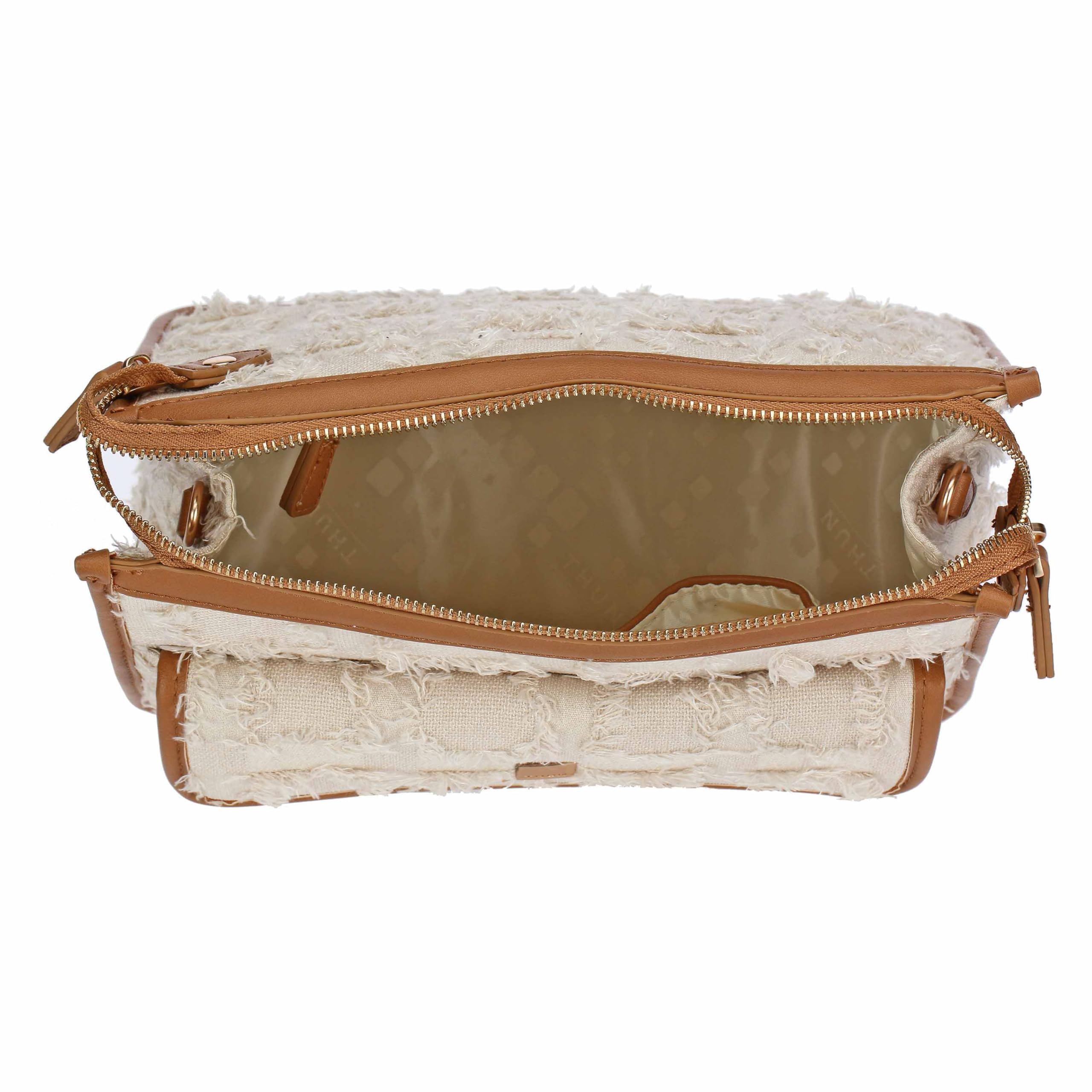 THUN - Borsa tracolla in tessuto ed ecopelle - Esterni: 100% Poliestere, Rifiniture: 100% Poliestere con rivestimento in PU, Metallo - Collezione Sempre con Me - 26 x 13 x 22 cm