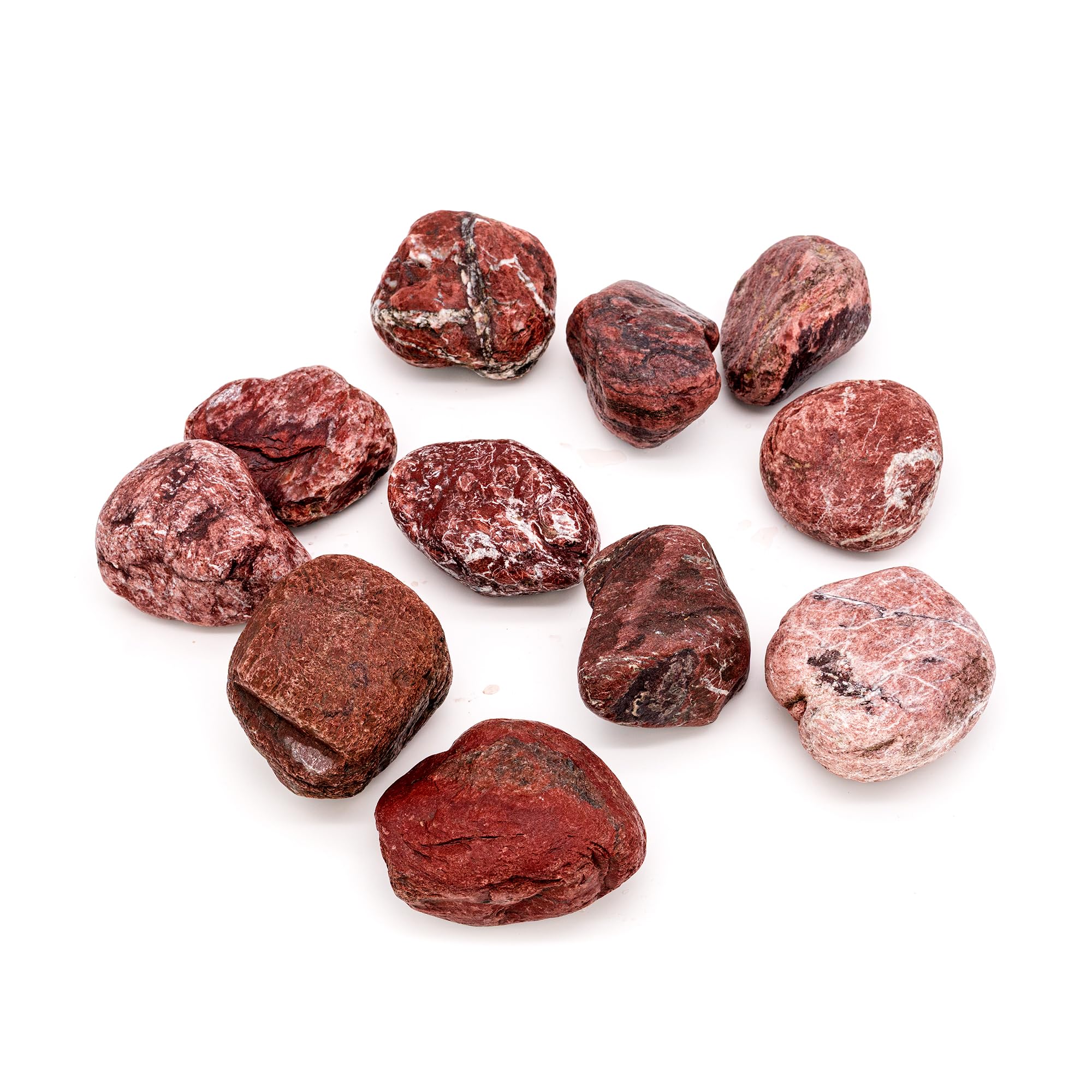 Pierres de sauna - Jaspe rouge - 15 kg - Arrondies - 10-15 cm - Haute conservation de la chaleur - Aspect esthétique - Pour poêles électriques et à bois