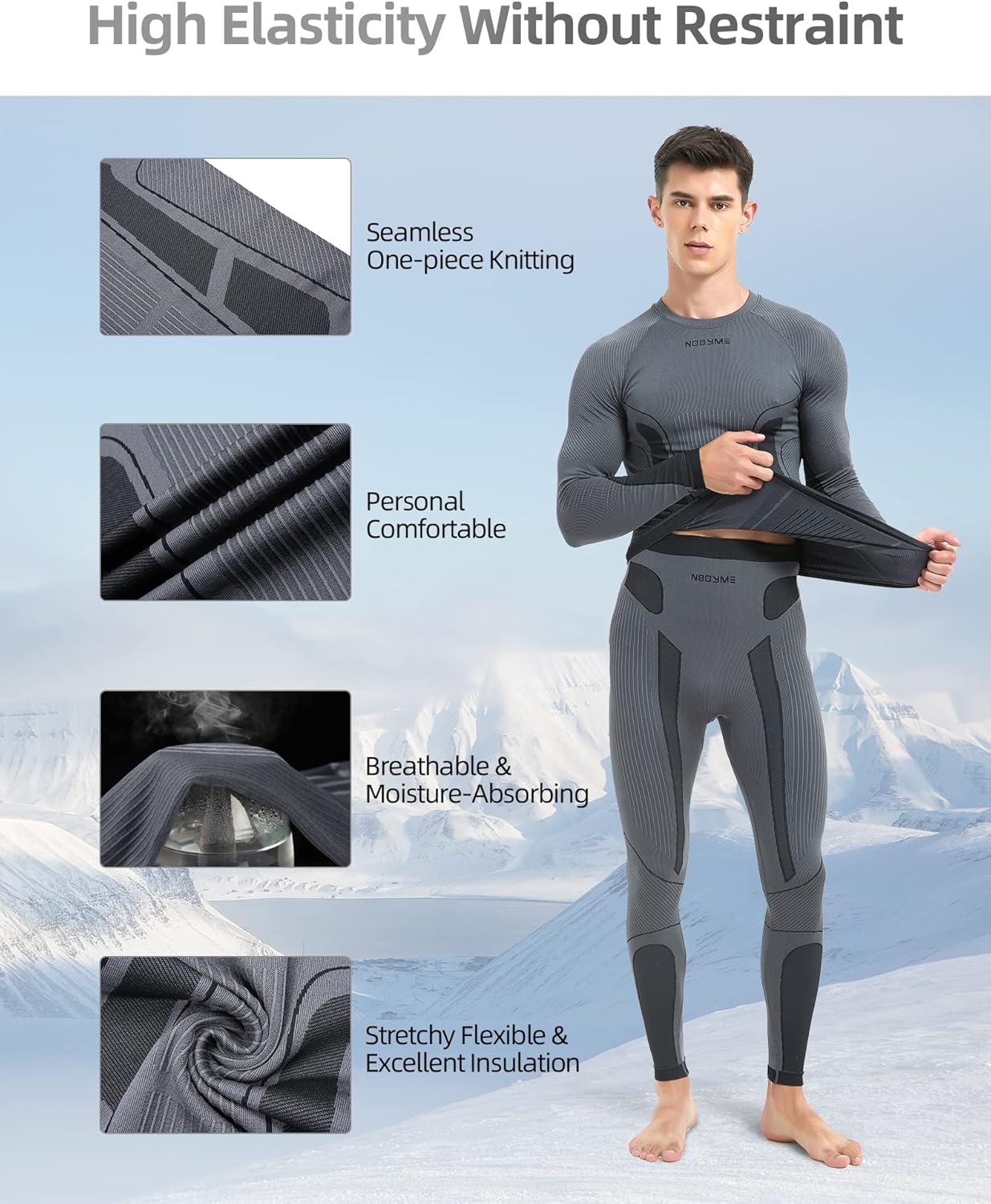 NOOYME Thermal Underwear Long Johns for Men - Long Underwear Base Layer for Cold Weather - Image 4