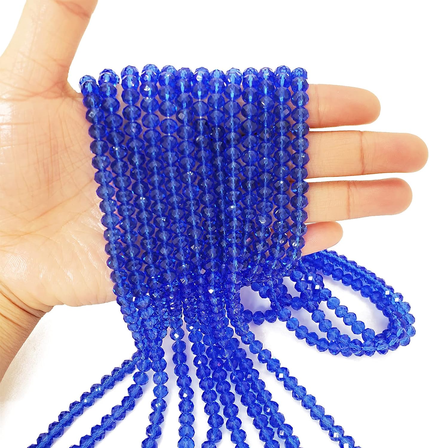 UiMei 6mm Briolette 750pcs Crystal Glass Beads Faceted Rondelle Shape Crystal Spacer Beads for Bracelet Necklace Decorative Hand Jewelry Making - Blue