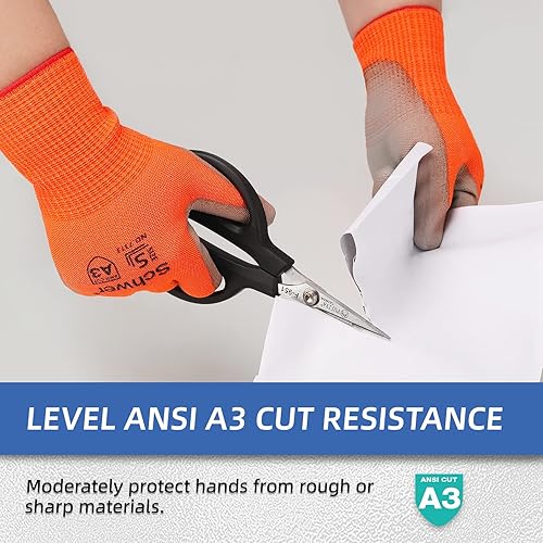 Miniatura 8 de Schwer 8 pares de guantes de trabajo resistentes a cortes, ANSI A3 a prueba de cortes con agarre en la palma de la mano, para hombres y mujeres,