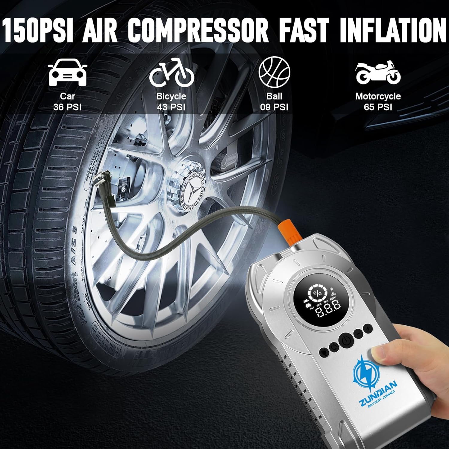 ZunDian 150PSI Air Compressor Fast Inflation