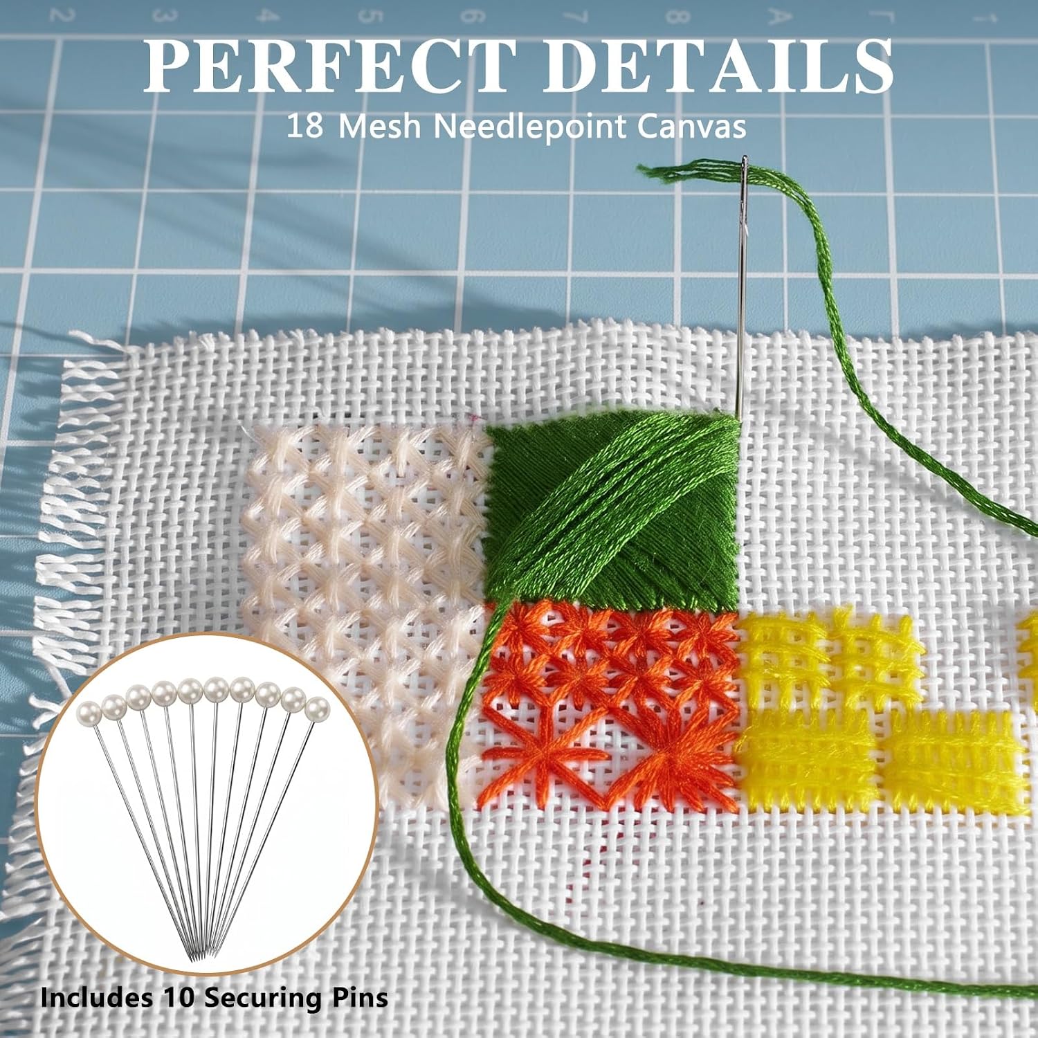 18 Mesh Needlepoint Canvas Blank,18" x 20", Interlock Needle Point Canvas Roll Blank, Cross Stitch Fabric, Cross Stitch Canvas for Embroidery Crafts