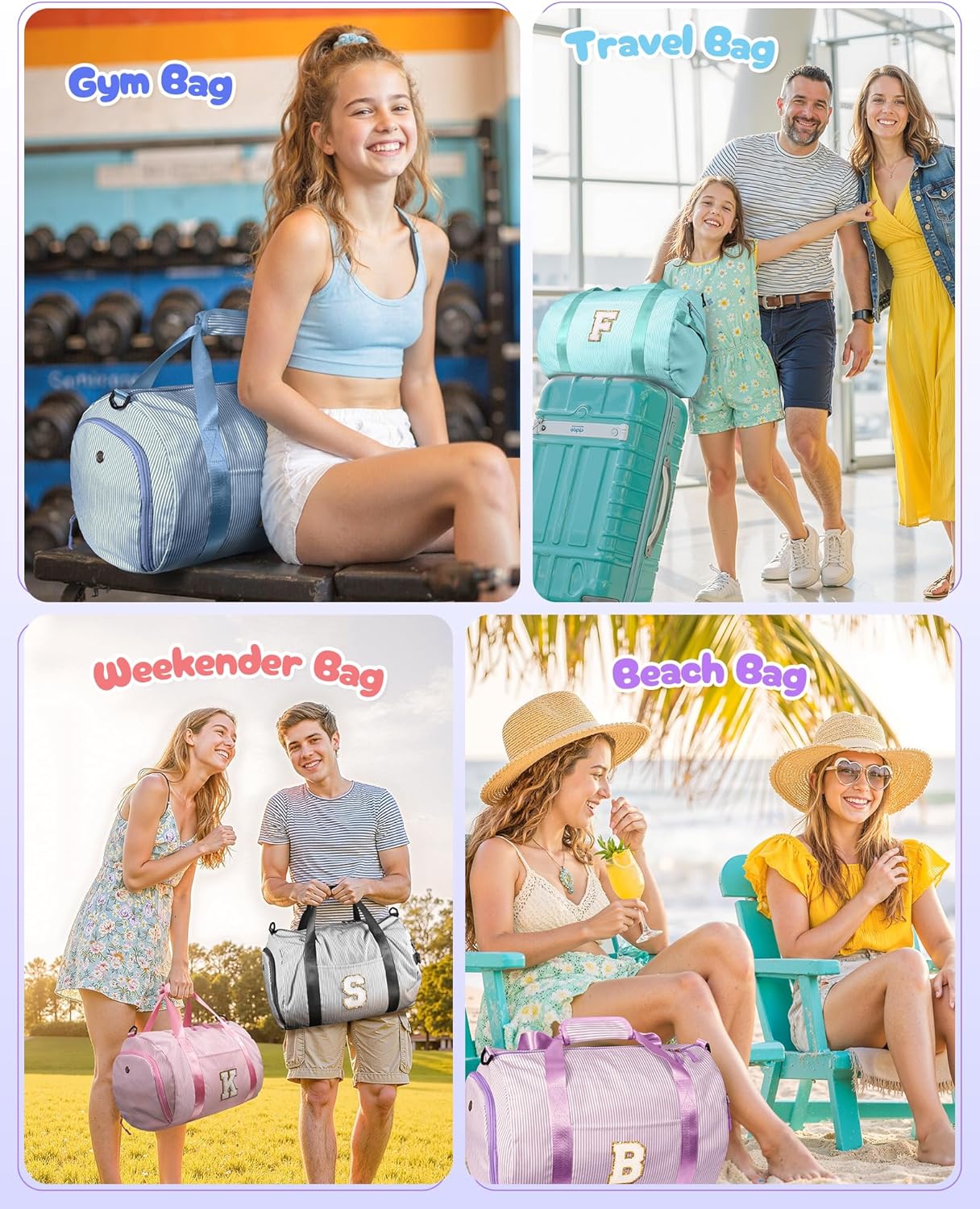 Valentines Day Gifts-Gift for Teenager, Girls Travel Duffle Bag, Kids Overnight Duffel Bags with Shoe Compartment, Dance Bag with Cosmetic Pouch, Teen Girl Gifts Trendy Stuff (Letter A) - Image 7