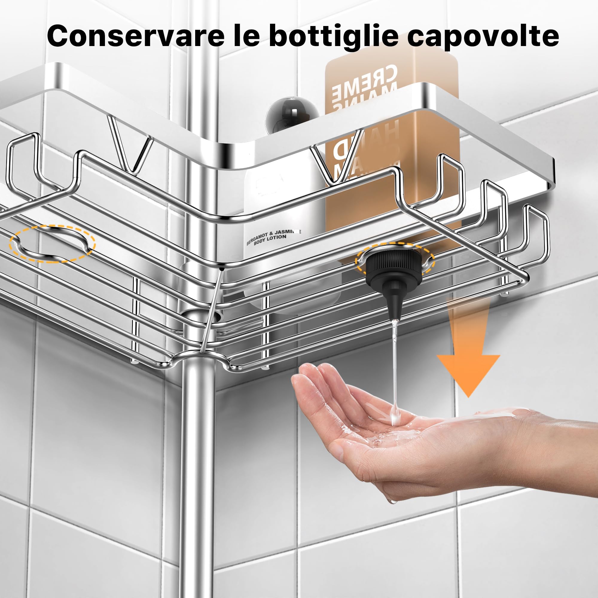 Kegii Telescopico Mensola Doccia - Mensola Bagno Angolare Porta Shampoo Doccia Argento Portaoggetti Doccia Acciaio Inox