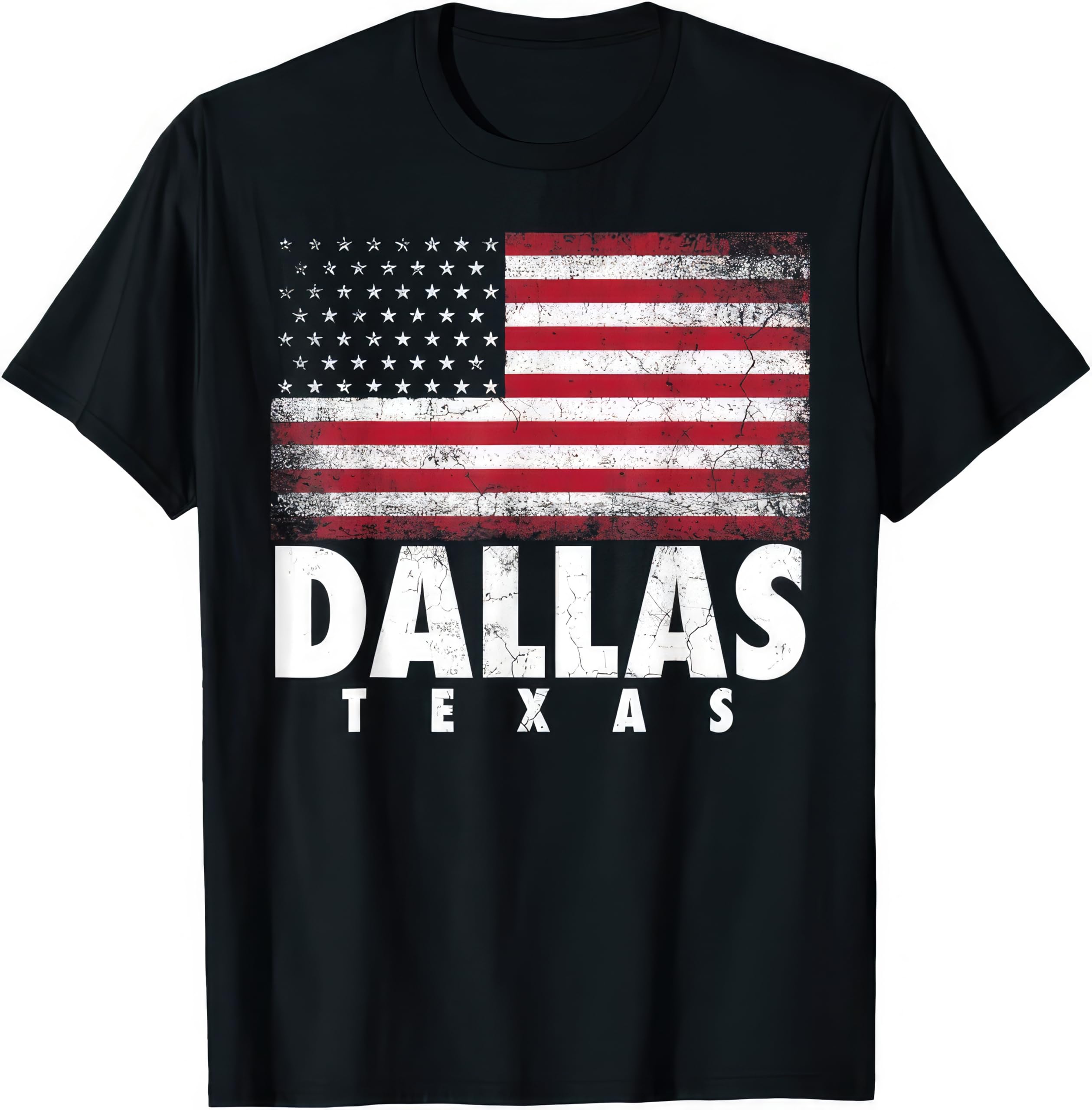 Dallas Texas American Flag Patriotic Kids Womens Mens T Shirt XL Black