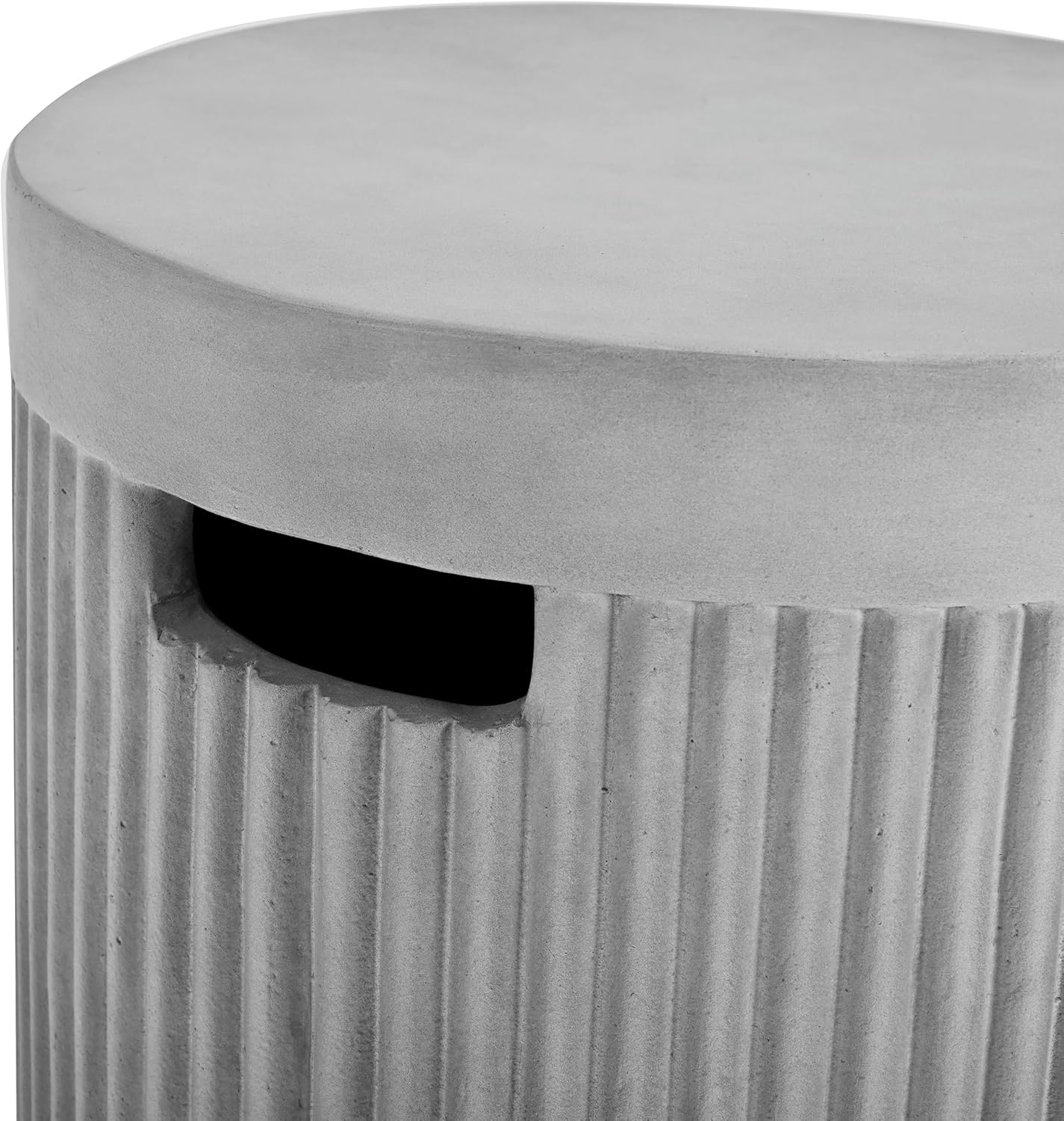 Merax Outdoor 16.9" Propane Tank Cover Table, MGO Round Gas Tank for Fire Pit Table & Gas Grill Patio Furniture, Fluted Tank Container Fits 20 lbs Propane Tank, Patio Side Table w/Handle Slots Gray