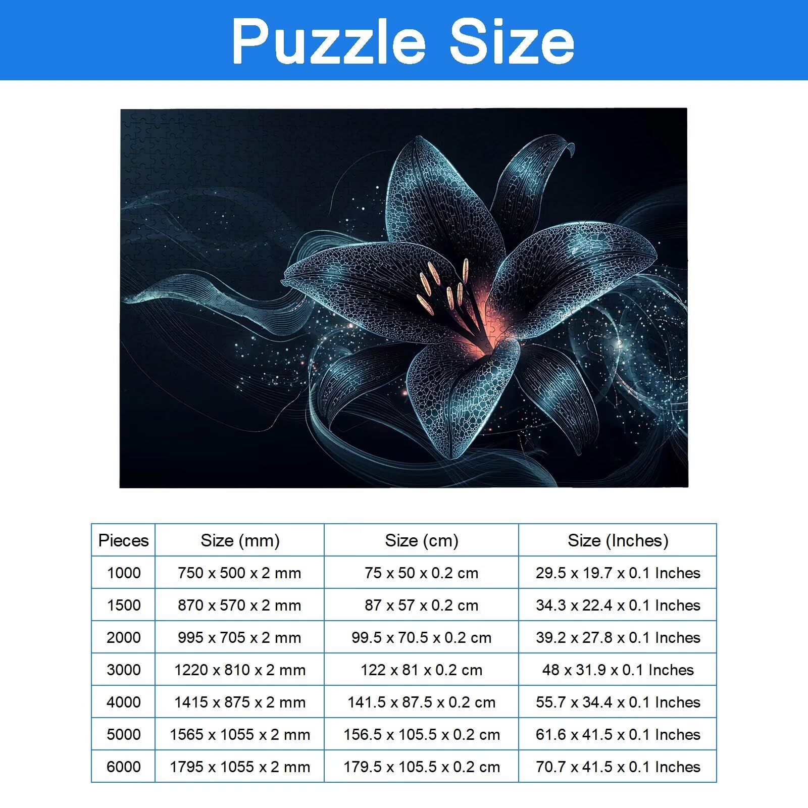 Puzzle 3000 Pièces Fantaisie, Puzzle 3000 Pièces Adultes et Enfants, Puzzles Bois avec Une Boîte d'emballage Exquise, Jeu Éducatif Puzzles Lis, Decoration Maison, Cadeau Femme, Cadeau Homme, -7133