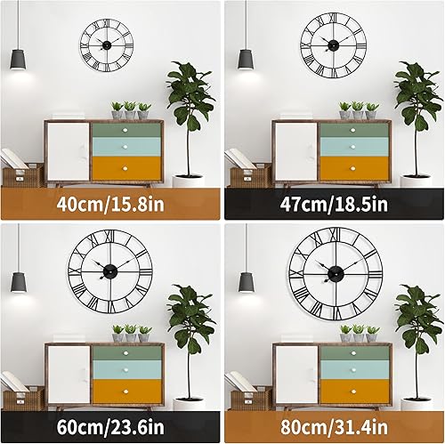 Miniatura 3 de Reloj de pared grande para decoración de sala de estar, 24 pulgadas, silencioso, sin tictac, funciona con pilas, reloj de pared moderno decorativo