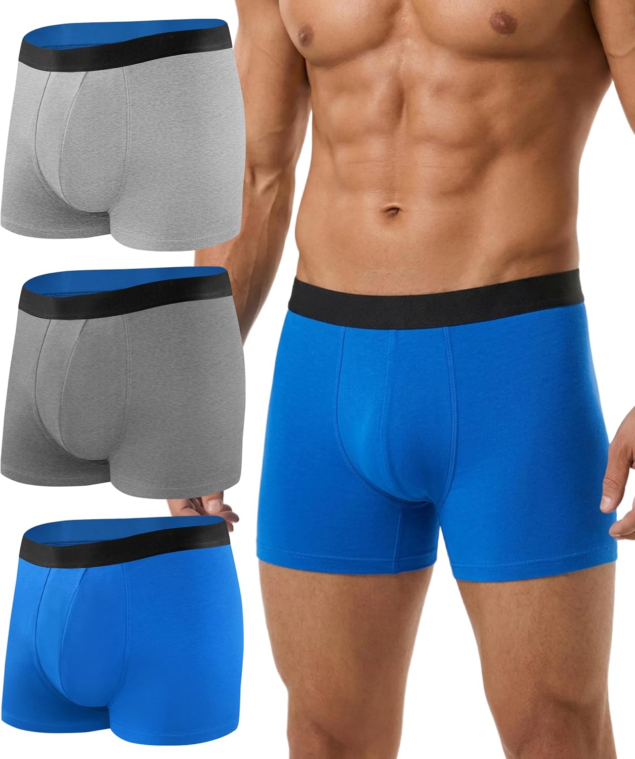 Men's Incontinence Trousers Pack of 3 Washable Cotton Boxer Shorts with Absorbent Inserts Reusable Leak-Proof Underwear Odour Control and Aftercare Multicoloured 01 L