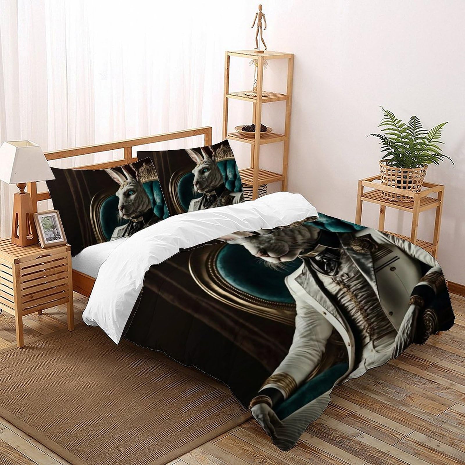 Housse de couette 200x200cm imprimé 3D animaux microfibre Kangourou Bedding