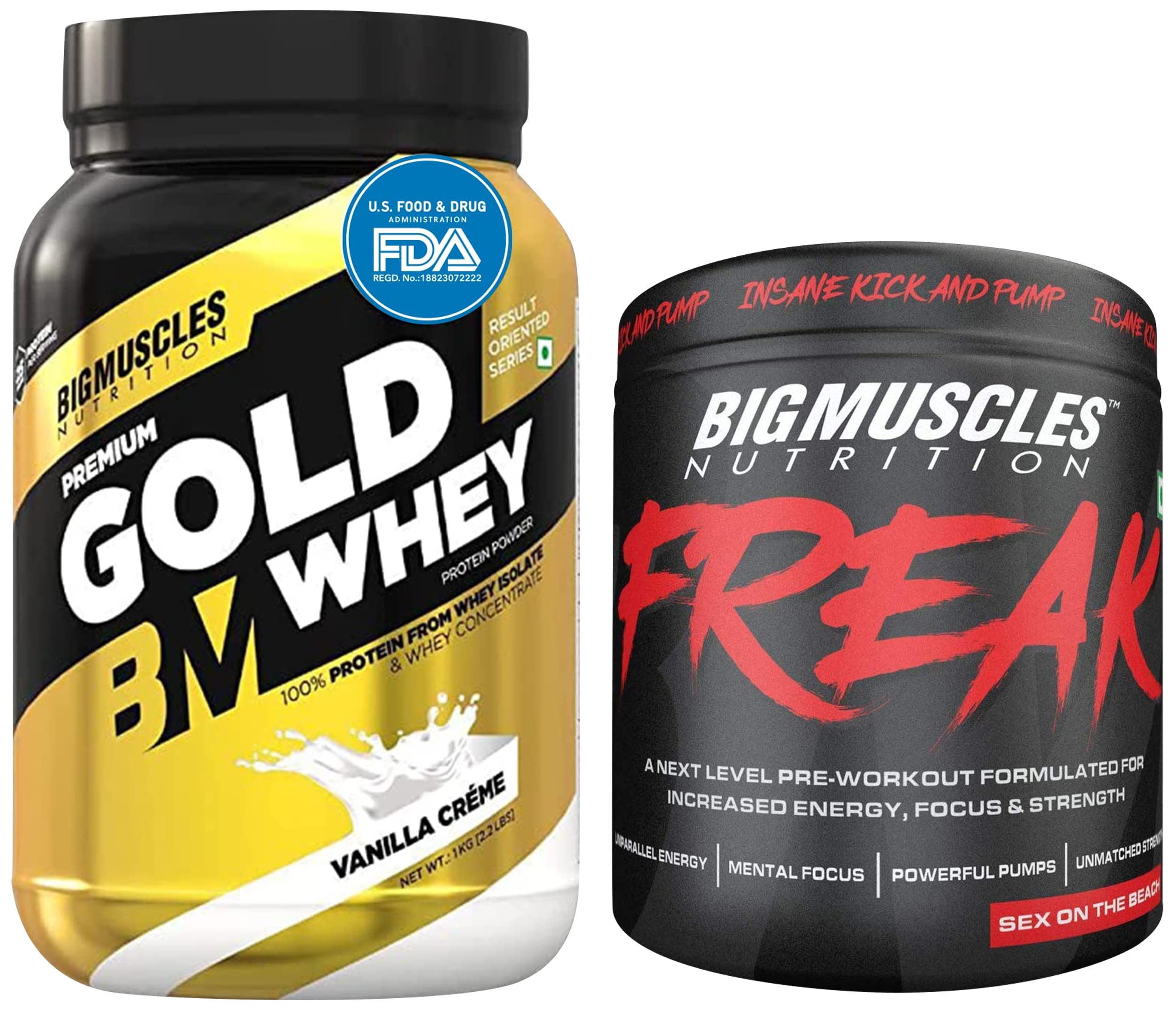 Bigmuscles Nutrition Premium Gold Whey 1Kg Whey Protein Isolate Blend| 25g Protein Per Serving [Vanilla Crème] & Bigmuscles Nutrition Freak Pre-Workout Sex on the Beach [30 Servings, 180g]-image-8