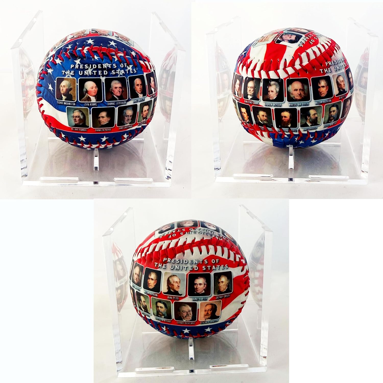 Presidents of The United States Collectible Baseball – Patriotic Red White & Blue Keepsake with U.S. Presidents Portraits in Clear Acrylic Display Case – American History Souvenir Gift image 5