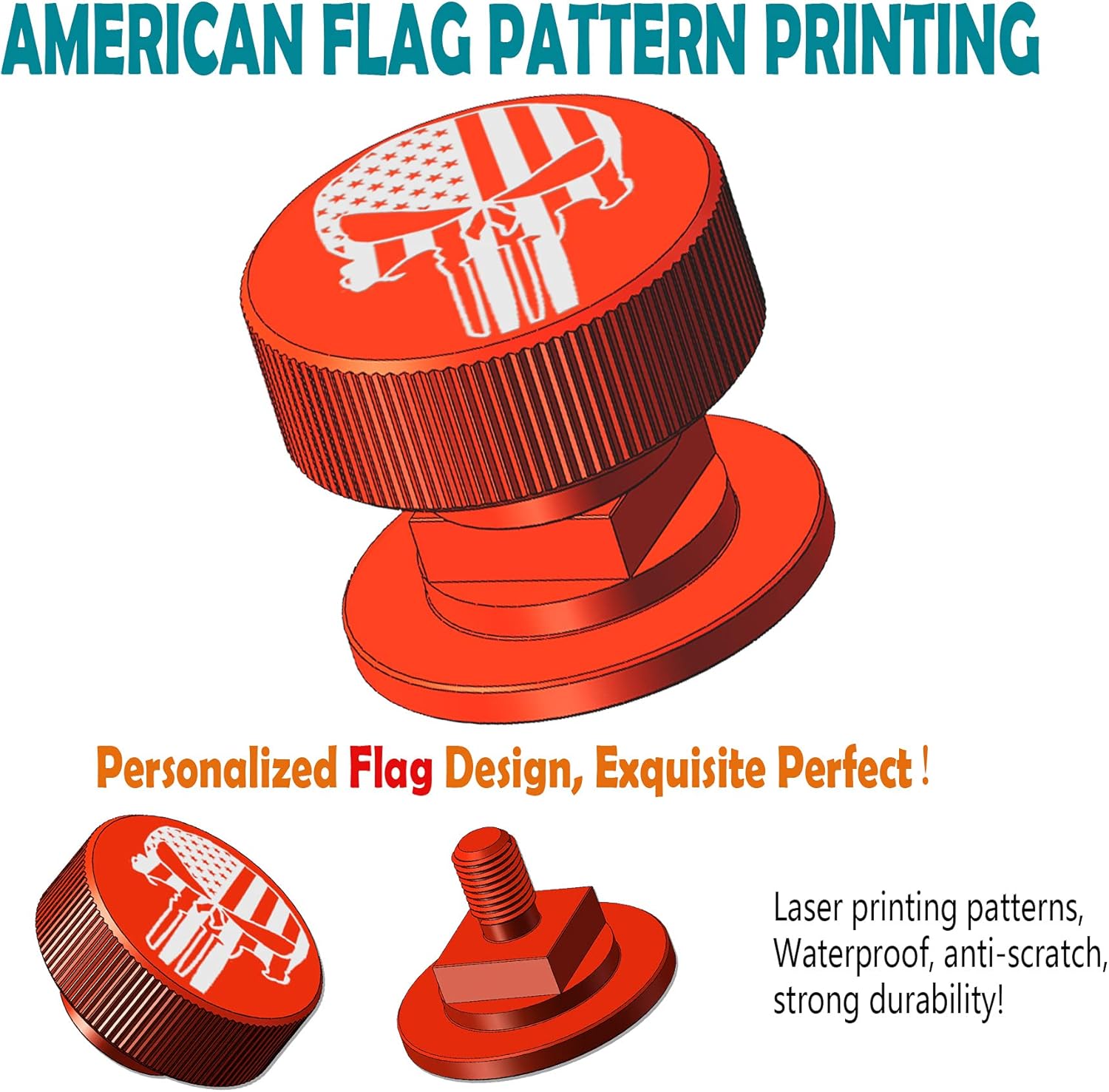Welding Hood Helmet Pipeliner Fasteners -1Pair USA Flag Red Pattern Aluminum Helmet Pipeliner Headgear Replacement Parts Accessories Screws Flip Hood, Anti-Rust