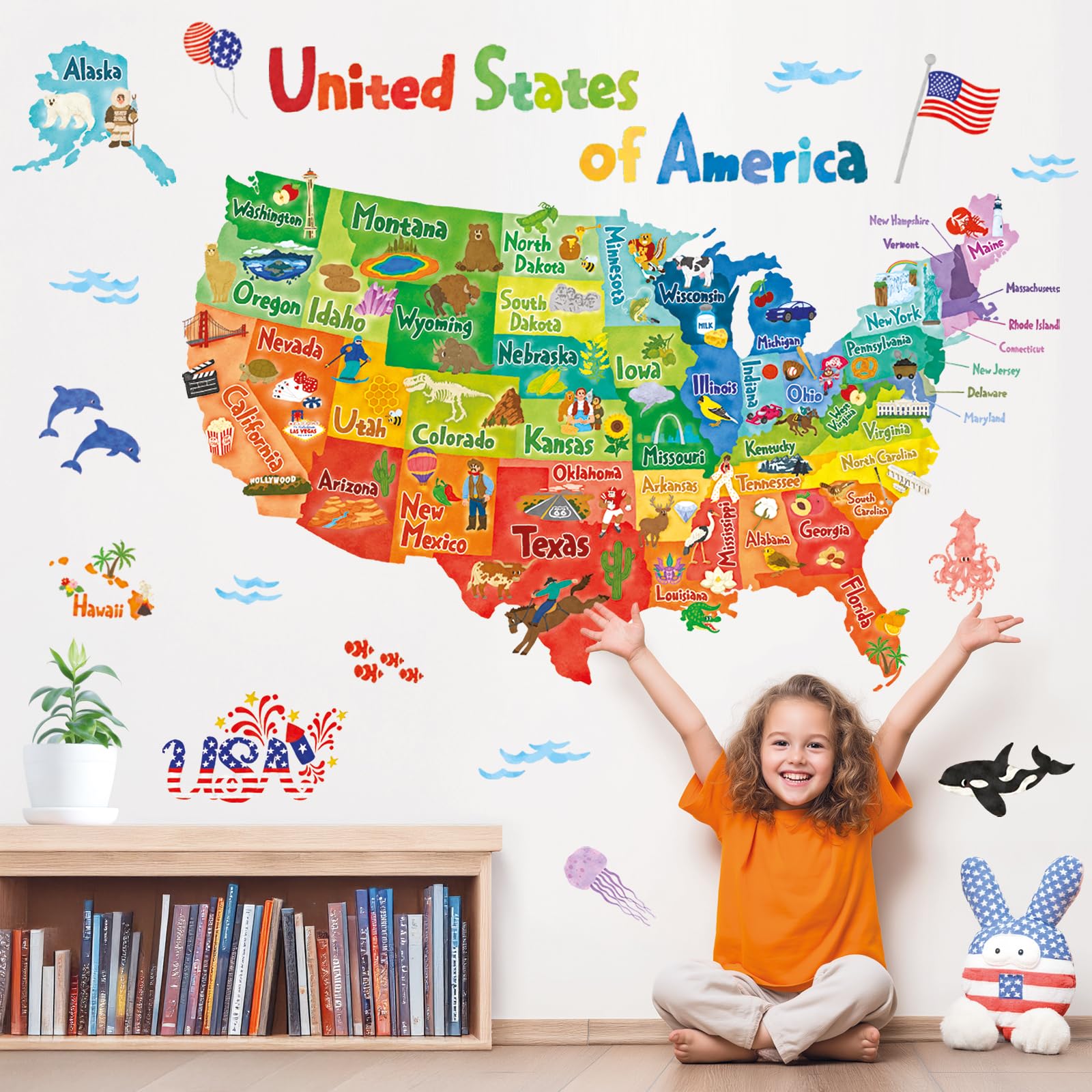 USA Map Wall Stickers