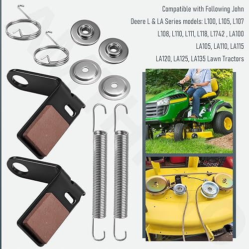 Miniatura 6 de 2 piezas GY21943B GY21943A Kit de pastillas de freno para John Deere 42" L, D, X Serie 100 105 115 100 110 120 125 130 Cortacésped, reemplaza