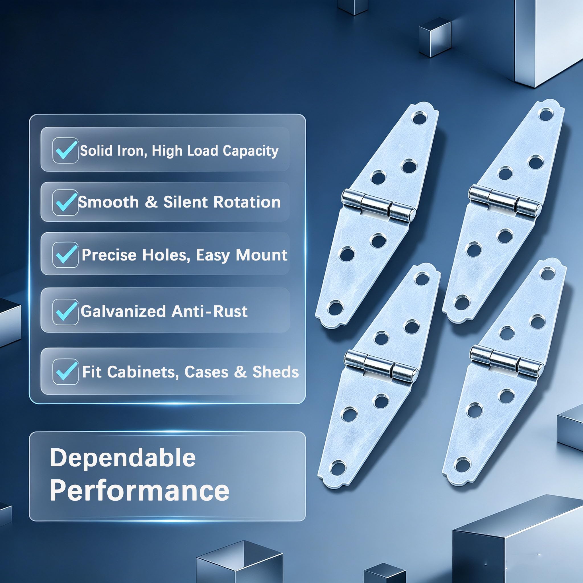 Heavy Duty Gate Hinges - 6 Pack Silver -3