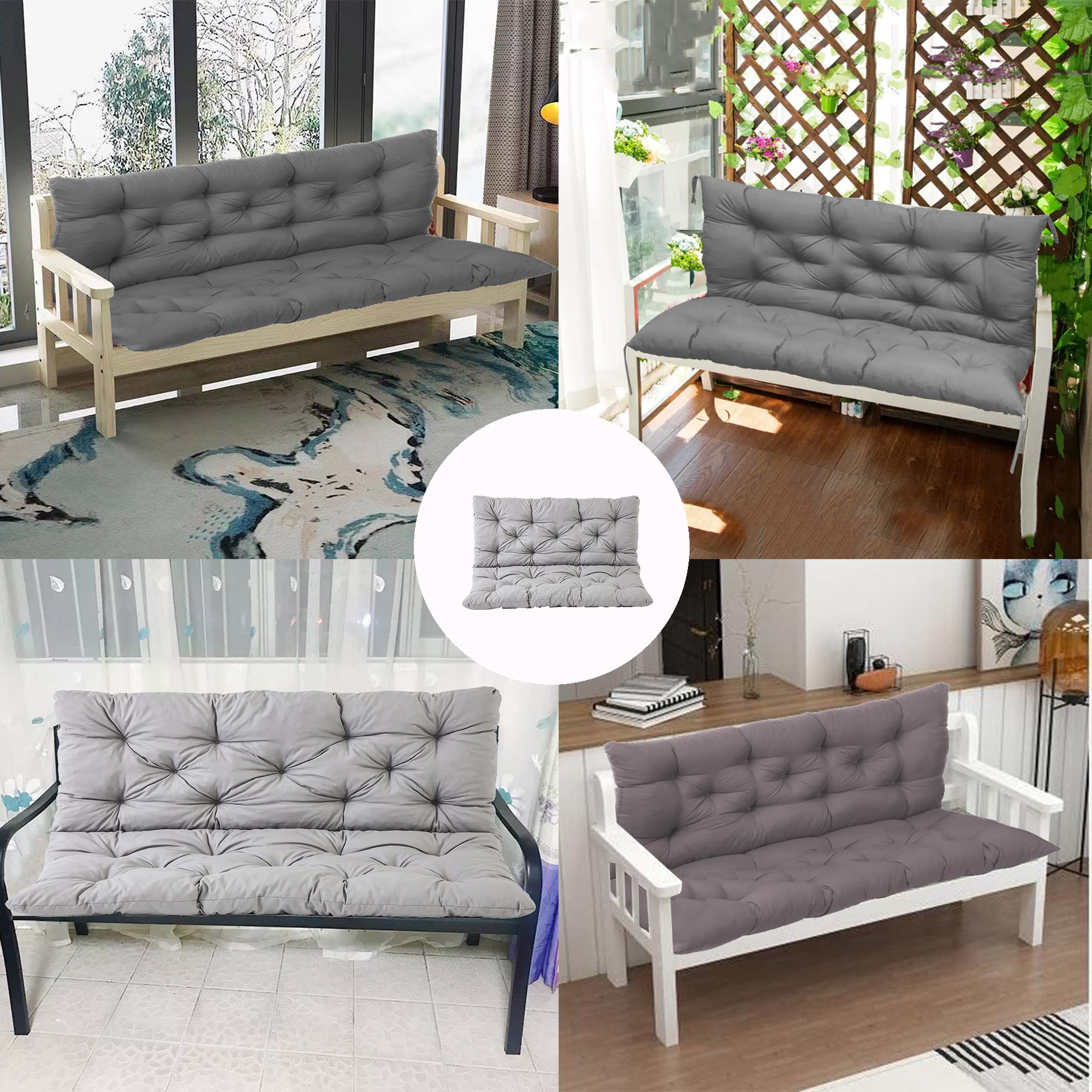 Cuscino di ricambio per dondolo con schienale, marrone scuro, 150 x 100 x 8 cm, per interni/esterni, patio, panca lunga, pavimento, portico, giardino, confortevole materiale in pelliccia