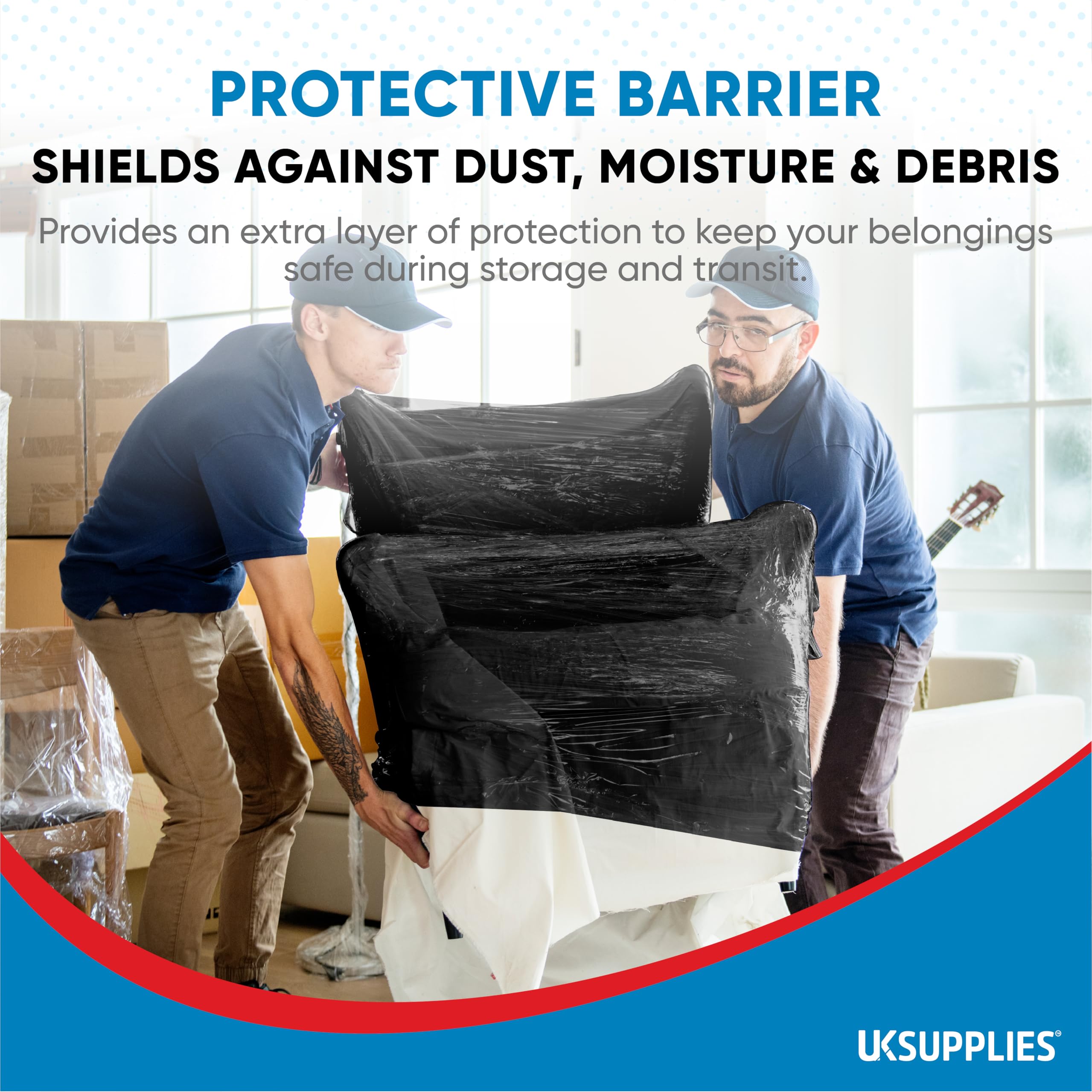 UK SUPPLIES LIMITED 1 Roll Black Stretch Shrink Wrap (All Pack Sizes) 400mm X 250m X 23 Micron Strong Heavy Duty Packaging Cling Film Tear Resistant - View #9