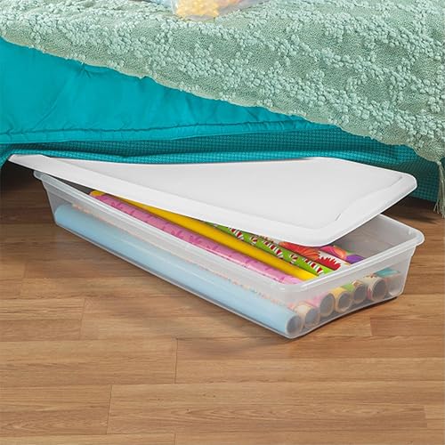 Vista 42 de Sterilite Paquete de 8 contenedores apilables con tapa, diseño de plástico transparente, 90 cuartos de galón