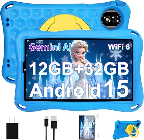 DEERTiME Tableta para Niños Android 15 Tabletas de 9 pulgadas para Niños, Octa-Core, 12GB+32GB+1TB, Pantalla IPS 1340 x 800 Tablet para Niños